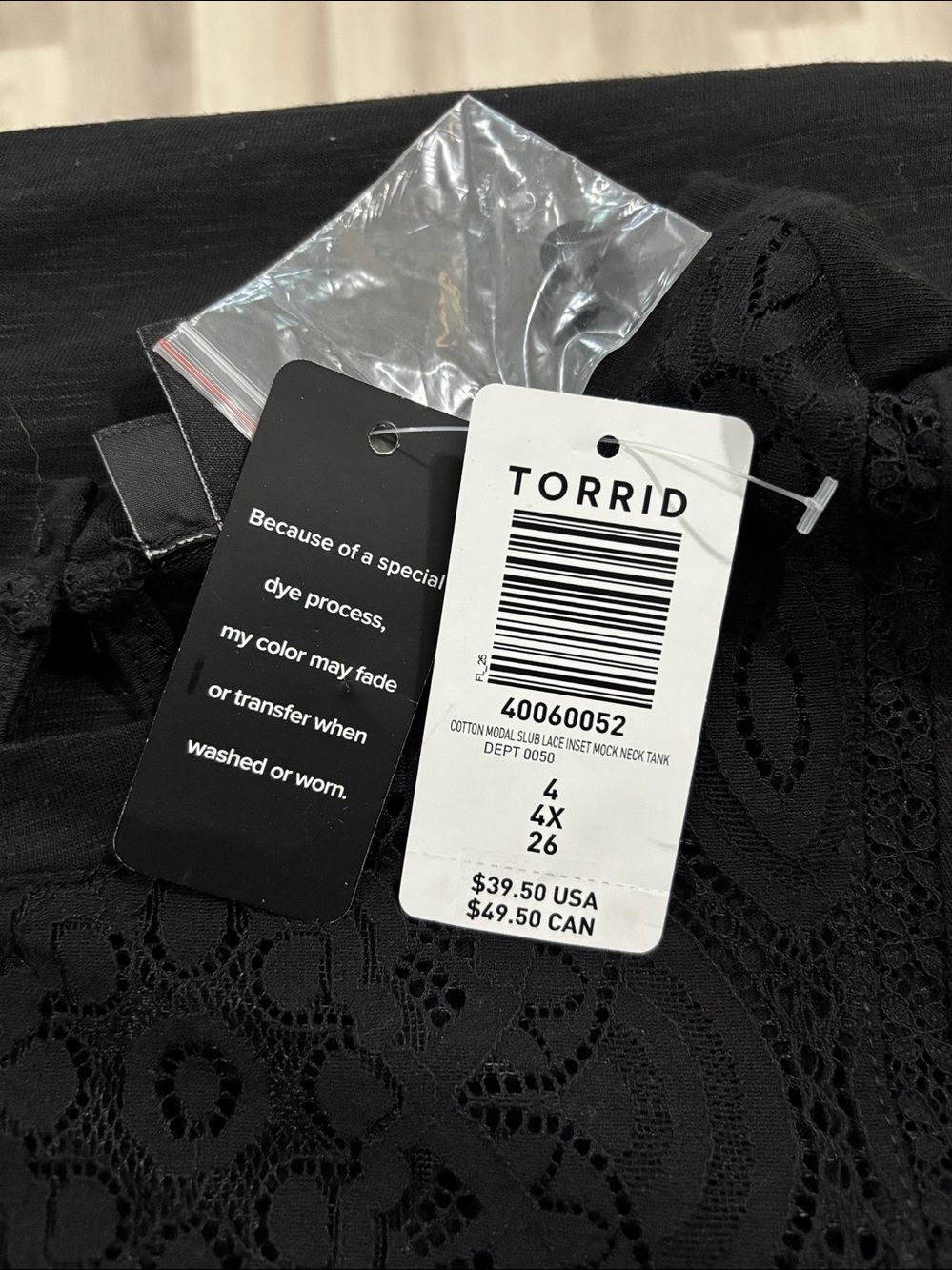 Torrid Black Lace-Front See Through Sleeveless Tank Top Size 4X NWT - Picture 6 of 11